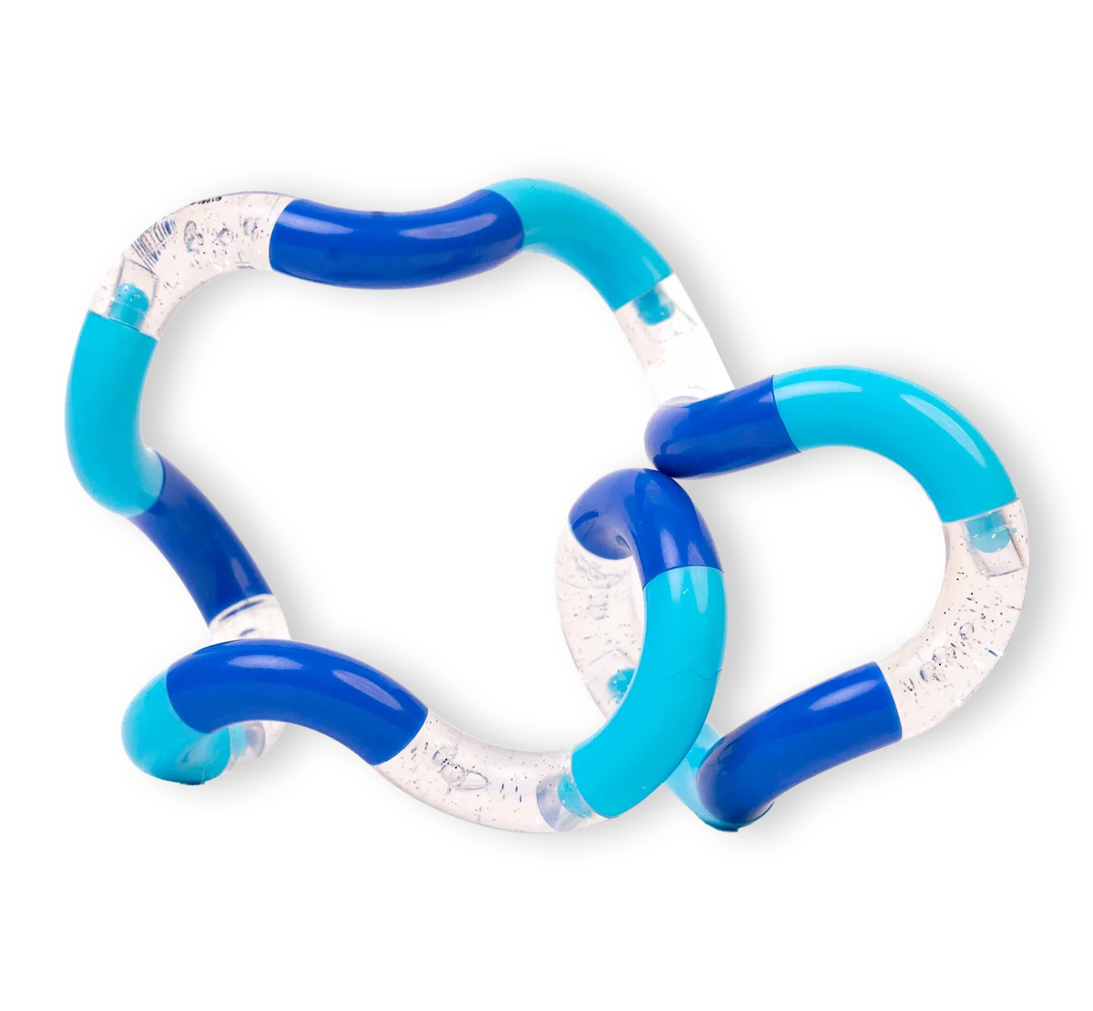 Blue Tangle Jr. Classic fidget toy opened into a twisting shape